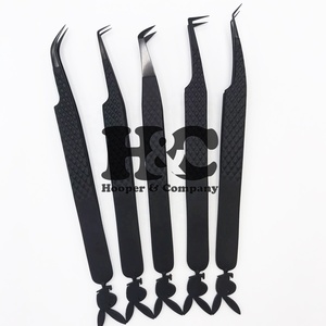 Nouvelle arrivée pince à cils noire pince à épiler en acier inoxydable durable pince à épiler d'extension de cils de lapin Top tendance Logo Design quantité minimale de commande de vison - Product Image 6