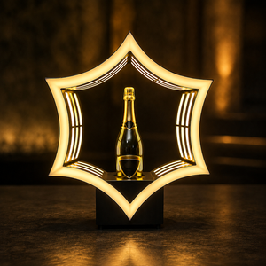 Moderno Soporte de Exhibición Hexagonal de Hierro y Acrílico con LED, Presentador de Botellas <span class=keywords><strong>VIP</strong></span>, Soporte Luminoso para Botellas de Vino para Bar, KTV, Discoteca - Product Image 5