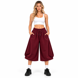 Wholesale Women Baggy Sweat <b>Shorts</b> Viral Streetwear Wide Leg Sweatpants <b>Shorts</b> Loose Fit Solid Color Modern Womens <b>Culottes</b> - Product Image 1