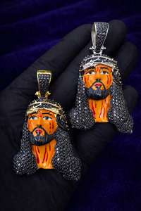 Pendentif Visage de Jésus en Émail et Diamant Moissanite, en Argent Sterling 925, Style Hip Hop Iced Out, Sans Chaîne, Cadeau d'Anniversaire - Product Image 3