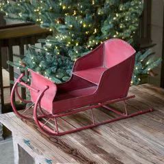 Shiny Red Metal Sleigh <b>Christmas</b> Decoration Handicraft Outdoor Holiday Display - Product Image 4