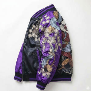 Chaqueta Sukajan con Bordado Personalizado, Tela Satinada, Cuello Alto, Ecológica, Transpirable, Moda Urbana de Invierno, Casual - Product Image 3