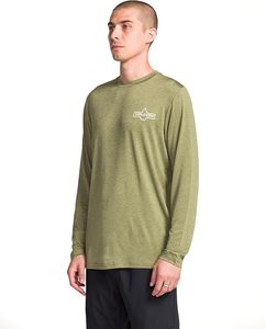 Men's Long Sleeve Rash Guard Olive Green Quick Dry 100% Polyester <b>Swim</b> <b>Shirt</b> Front Logo Print - Product Image 1