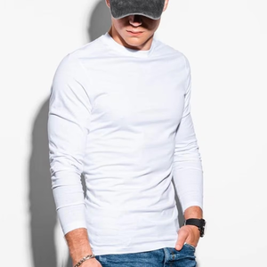 Camiseta de Manga Larga para Hombre, 100% Algodón, Corte Ajustado, Color Sólido, Estilo Vintage Informal, Cuello Redondo, Diseño Liso, Personalizable en la Parte Delantera, Lavada - Product Image 2