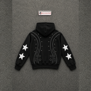 Sweat à capuche zippé oversize streetwear noir premium, brodé, avec poche avant zippée, manches classiques, en coton - Product Image 6