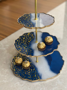 Custom Shape Handmade Eco-Friendly Resin Round <b>Cake</b> <b>Stand</b> Set of <b>3</b> <b>Tier</b> Elegant Dessert Display and Wedding/Party Decor By UO - Product Image 5