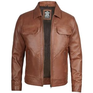 Winter Man's Sheep Skin Leather Jacket with Embroidery Decoration - Product Image 1