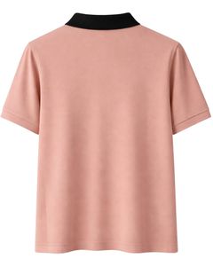 Custom <b>Peach</b> Men Polo Shirt Cotton Blend Casual Short Sleeve Summer <b>Top</b> With Black Contrast Collar Classic Fit Plain Design <b>Top</b> - Product Image 5