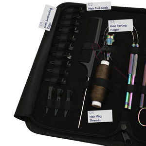 Rainbow Hair Extension tools Kit with Microbeads Crimping Plier <b>Pulling</b> Hook Wig Sewing Thread and Heat Resistant Tail Comb - Product Image 3