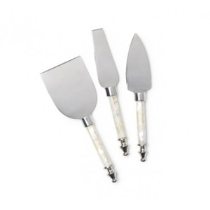 Handcrafted Mother Of Pearl 3-Piece Cheese Set Premium Stainless Steel Charcuterie <b>Board</b> Serving <b>Tools</b> With Pearl Inlay Handle - Product Image 1