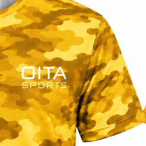 <b>Gold</b> Camo T <b>Shirt</b> Men Short Sleeve Crew Neck Camouflage Printed Sports Training Running Gym Workout Performance Athletic - Product Image 4