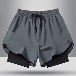 OEM Customized Logo Embroidery Hot Selling Double <b>Layer</b> Quick Dry Breathable Fitness Training Running Shorts Men Sports Short - Product Image 3