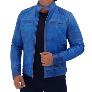 Veste en cuir et toile de haute qualité avec logo personnalisé sur le devant, respirante, écologique, vêtements d'hiver tendance pour hommes - Product Image 3