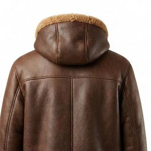 Genuine <b>Men's</b> Leather <b>Shearling</b> <b>Jacket</b> Premium Fur Winter Aviator Coat Durable Stylish Warm Biker Fashion Wear Fit - Product Image 3