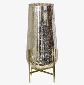 Jarrón de Vidrio Mercurizado con Base de Metal Dorado, Moderno, Cónico, Decorativo, para Flores, Centro de Mesa para Decoración de Hogar y Bodas de Lujo - Product Image 2