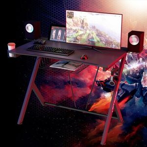Scrivania da Gaming con Gancio LED per Cuffie e Portabicchieri - Tavolo PC in Acciaio per Casa e Ufficio - Product Image 2