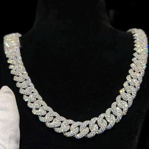 Collier chaîne cubaine plaqué or de luxe, bijoux hip-hop en moissanite VVS, style premium tendance pour hommes et unisexe, idéal pour les fêtes - Product Image 1