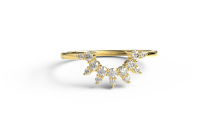 Luxury 18K Gold Curved Wedding Band Round Cut Diamonds <b>Stacking</b> <b>Ring</b> Band Jewelry Fine Jewelry for Women - Product Image 1