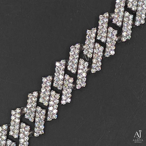 AARVA JEWELS Moissanite Statement Necklace 925 Silver Rhodium Plated Link <b>Chain</b> Geometric Design Unisex Luxury Jewelry - Product Image 2