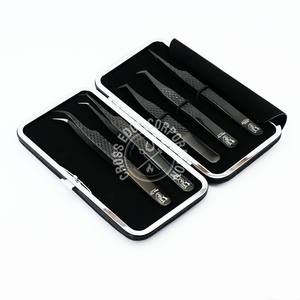 Pince à épiler d'extension de cils à volume de 90 degrés Pince à cils à pointe en fibre Pince à cils à isolation droite en acier inoxydable Poignée diamantée - Product Image 6