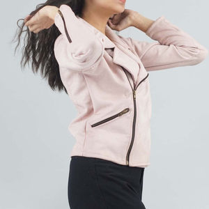 Chaqueta de cuero de gamuza para mujer, diseño único, muy vendida, color sólido, logotipo personalizado, chaquetas de cuero de gamuza para mujer - Product Image 6