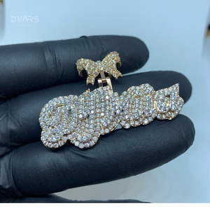 Pendentif Breloque Personnalisé avec Lettre et Nom en Moissanite, en Argent Sterling 925, Luxe Certifié, Style Hip Hop, Bicolore, avec Anneau de Suspension - Product Image 1