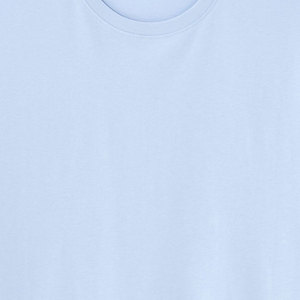 Men's Solid Color Short Sleeve O-Neck Cotton T-Shirt Regular Fit Casual Jersey Knitted <b>Light</b> Blue - Product Image 5