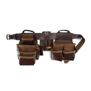 Adjustable Premium Leather Heavy Duty Detachable Tool Bag for Electrician Carpenter Handyman Woodworker Construction Tools Belt - Product Image 1