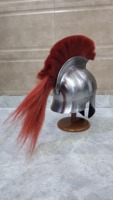 Casque de Centurion Romain Médiéval avec Crête en Crin Rouge, Casque Grec Spartan en Acier Fait Main pour Reconstitutions Historiques et Costumes d'Halloween