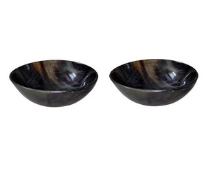 Bol de service en corne de buffle naturelle, logo personnalisé, ensemble de vaisselle pour fête, compatible lave-vaisselle, léger, design classique, disponible en plusieurs coloris - Product Image 1