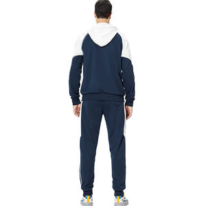 Ensemble de survêtement unisexe à capuche, color block, fermeture éclair intégrale, décontracté, respirant, polyester et coton, automne, coupe classique pour adulte - Product Image 3