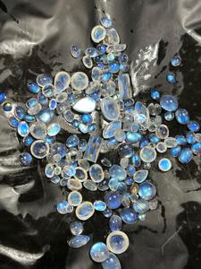 Pierres précieuses naturelles de pierre de lune bleue, certifiées par un tiers, facettées, formes mélangées, cabochons œil de chat pour la fabrication de bijoux - Product Image 3