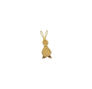 Figurine de lapin jaune en osier, centre de table tressé à la main, éco-responsable avec rotin, idéal pour cadeau et accessoires de maison - Product Image 1