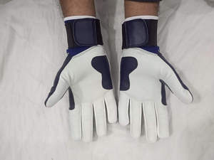 High Quality Leather Lightweight Baseball Batting Gloves <b>Hook</b> Loop Closure Custom Logo Full Finger Hand Unisex - Product Image 5
