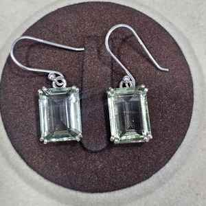 Juego de Joyería de Plata de Ley 925 de Lujo, Aretes y Collar con Piedras Preciosas Naturales de Aguamarina con Corte Esmeralda para Mujer, Joyería de Boda - Product Image 5