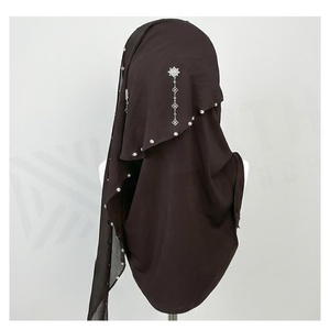 Elegante Hiyab de Chifón para Mujer, Color Sólido, Bordado, Bufanda Larga Multifuncional para Uso Diario en Todas las Estaciones - Product Image 2