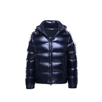 Veste matelassée réversible personnalisée pour homme, brillante, à capuche, double face, noir et bleu, manteau d'hiver en duvet, prix direct fournisseur, faible MOQ