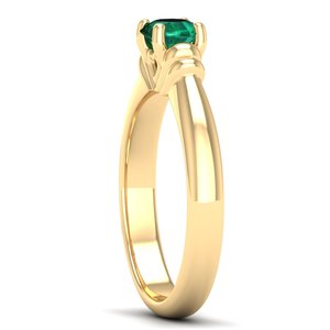 Bague solitaire en or massif 14 carats avec émeraude ronde de 0,5 carat, prix de gros REYES, bijoux fins pour femmes - Product Image 3