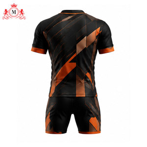 ชุดเสื้อฟุตบอลสีดำส้มสำหรับผู้ชาย แบบระบายอากาศได้ดี ผลิตจากโพลีเอสเตอร์ ชุดยูนิฟอร์มฟุตบอลสำหรับผู้ใหญ่ - Product Image 5