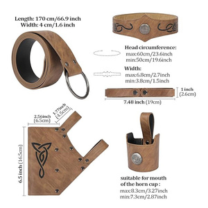 Cinturón Vikingo de Cuero Vacuno Genuino, Accesorios Renacentistas, Cinturón Medieval Vintage con Bolsa y Cinturón Vikingo de Cuero PU - Product Image 5