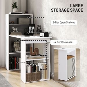 "6-Tier Industrial Wood PC <b>Desk</b> with 6-Tier Storage Shelves for Home Office" - Product Image 5