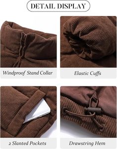 Women's Lightweight <b>Packable</b> Hooded Winter Quilted Puffer <b>Jacket</b> Detachable Sleeves Hat Zipper Closure Waterproof Fur Lined - Product Image 5