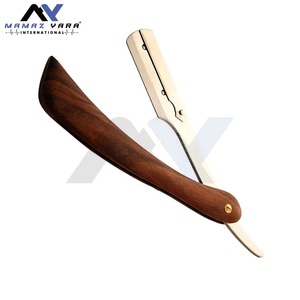 Rasoir à lame droite de haute qualité pour hommes, manche en bois, rasoir manuel de barbier pour le visage, le corps et la barbe - Product Image 2