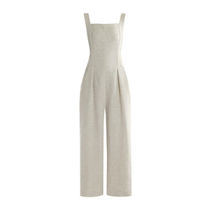 <b>Womens</b> High Waist V-neck Polyester Jumpsuit Sleeveless Solid Color Wide Leg Casual <b>Overalls</b> Breathable Summer Full Length Loose - Product Image 5