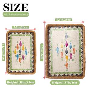 Bandeja de servir de nácar y ratán con diseño de peces coloridos, perfecta para servir invitados en ocasiones especiales y para decorar la mesa. - Product Image 2