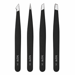 MJW CE ISO 13485 Ensemble de pinces à épiler noires en acier inoxydable, outils de beauté de précision pour l'épilation - Product Image 1