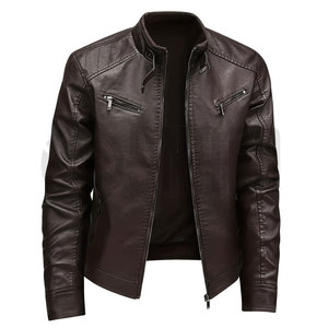Fournisseur direct d'usine, veste en cuir pour homme, hiver, col montant, logo personnalisé, grande taille, vestes de haute qualité à prix avantageux - Product Image 3