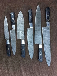 Ensemble de couteaux de chef japonais en acier inoxydable forgé à la main, 5 pièces, manche en bois Pakka, outils de découpe écologiques pour la cuisine - Product Image 4