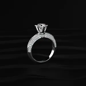 Round Solitaire Engagement Milgrain Labgrown Diamond D-E VVS-VS <b>Ring</b> For Women Pave Band Buy Direct From <b>Indian</b> Trusted Supplier - Product Image 3