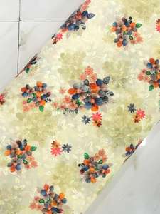 Tissu en organza imprimé numériquement à motifs floraux multicolores avec broderie au fil et travail de paillettes pour costumes de créateurs, saris, kurtis, etc. - Product Image 2